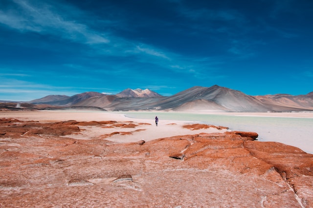 vue du désert d'Atacama, ses volcans et lagunes